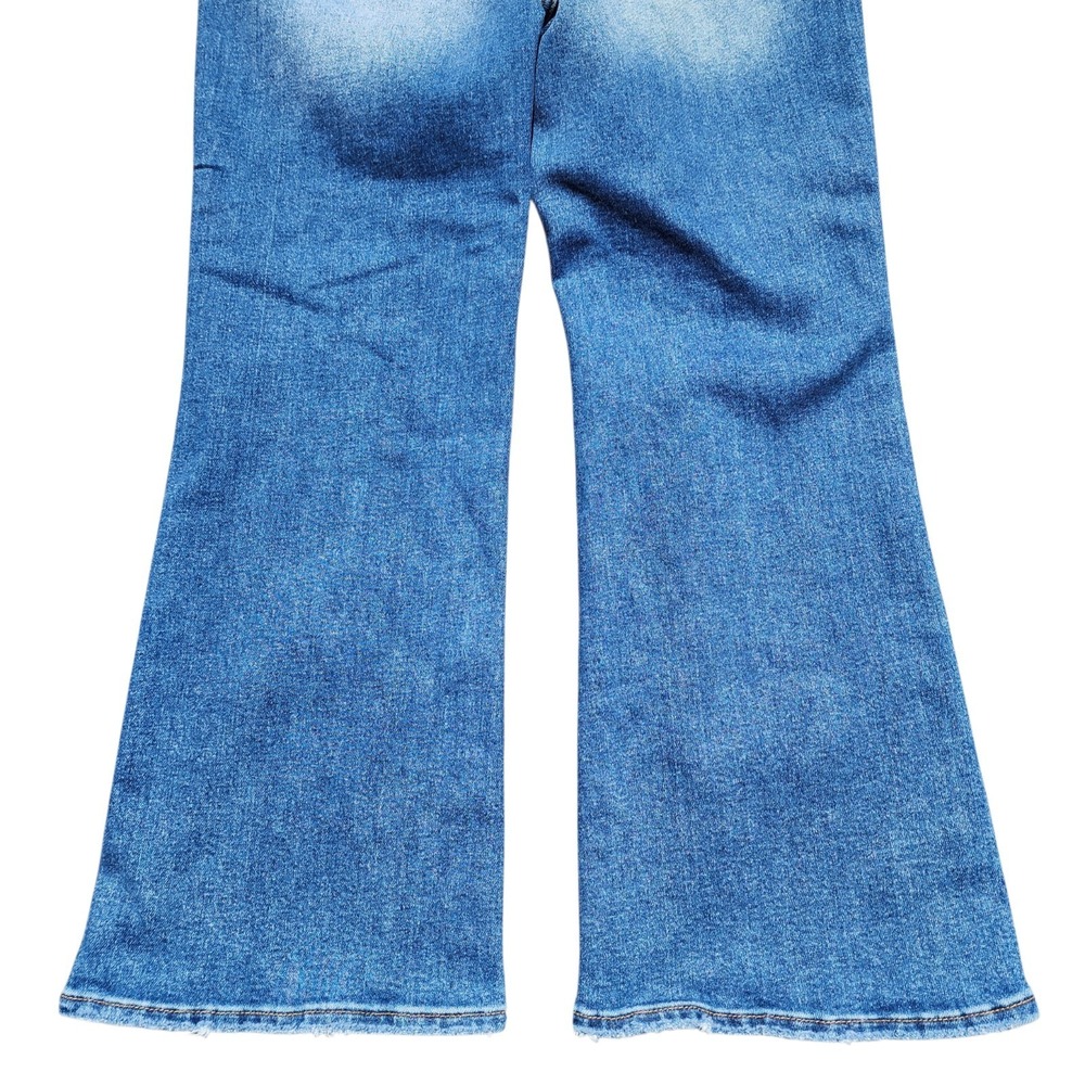 Risen Jeans Womens 11/30 Blue Button Fly Flare Distressed Denim - Picture 8 of 11